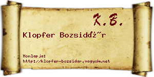Klopfer Bozsidár névjegykártya
